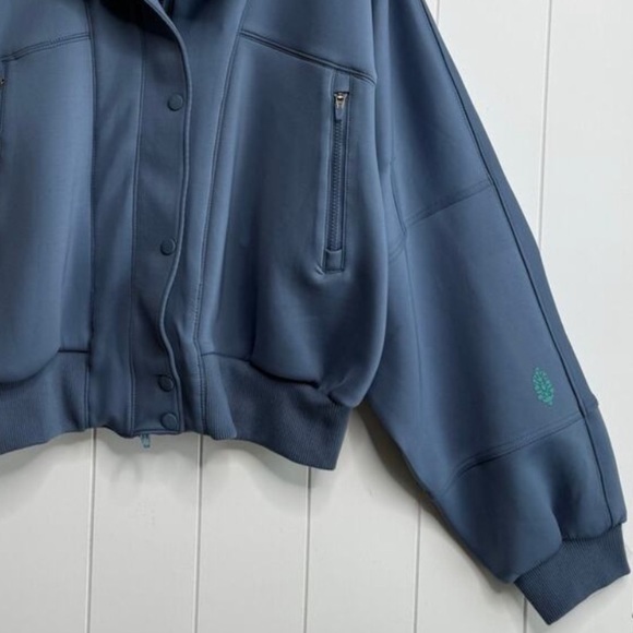 Free People Slate Blue Bomber Jacket - Picture 5 of 7